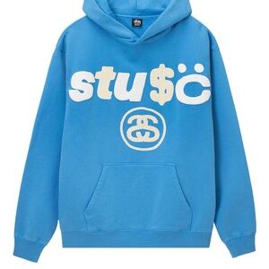 Stussy x Cactus Plant Flea Market 8 Ball Pigment Dyed Hoodie 'Blue'